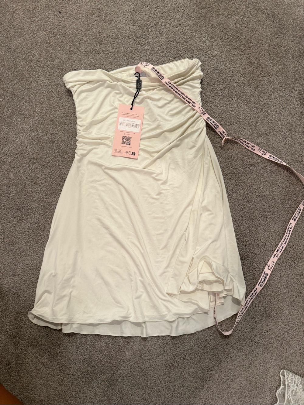 Oh Polly Strapless Cream Mini Dress